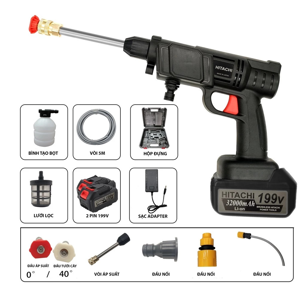 Máy rửa xe HITACHI mini 2 Pin